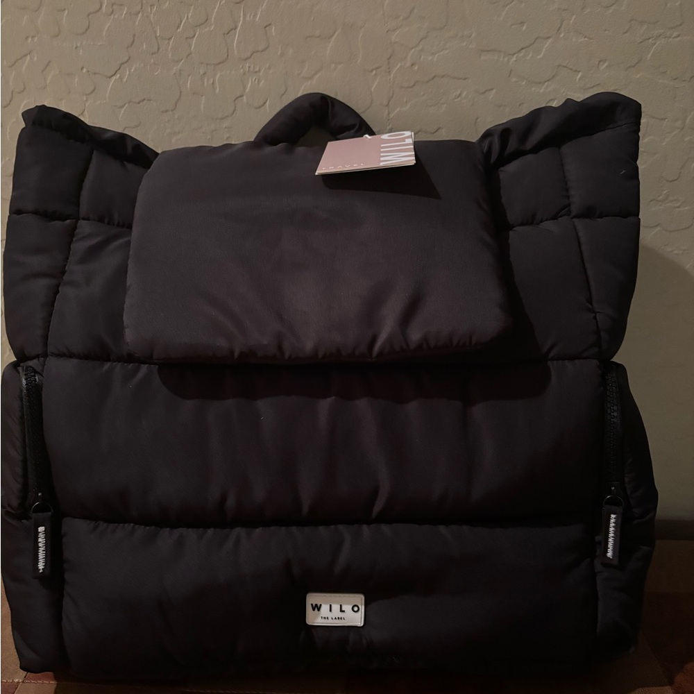WILO The Label Black Puffer Drawstring Backpack